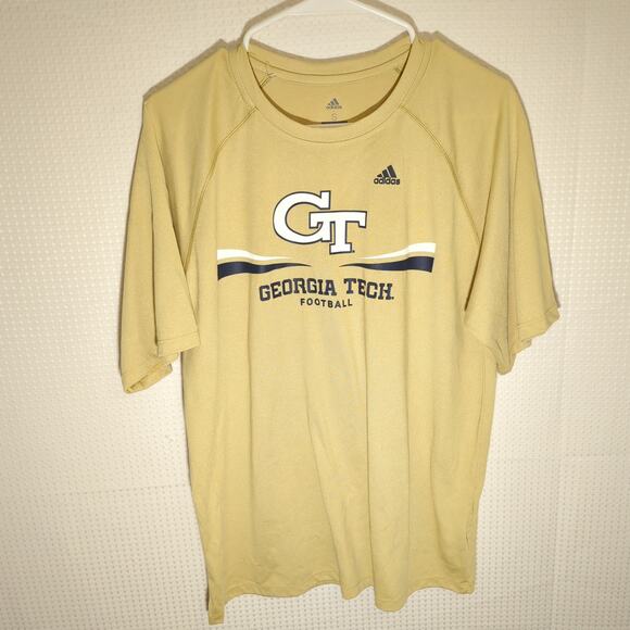Adidas Small Georgia Tech Football Shirt Gold Climalite NCAA Tee Mens S - Picture 1 of 5